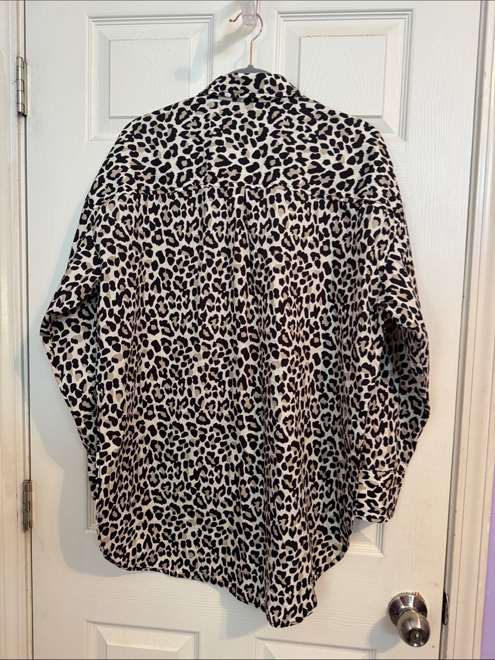 Women’s Maeve by Anthropology Animal Print Button-Up Shirt - Black on Cream - Picture 3 of 4